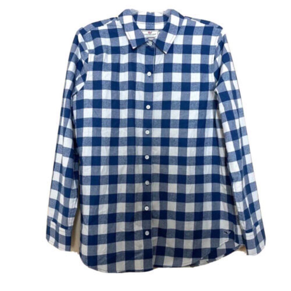 Vineyard Vines Buffalo Check Plaid Flannel Relaxed Fit Shirt Women's 10 Preppy